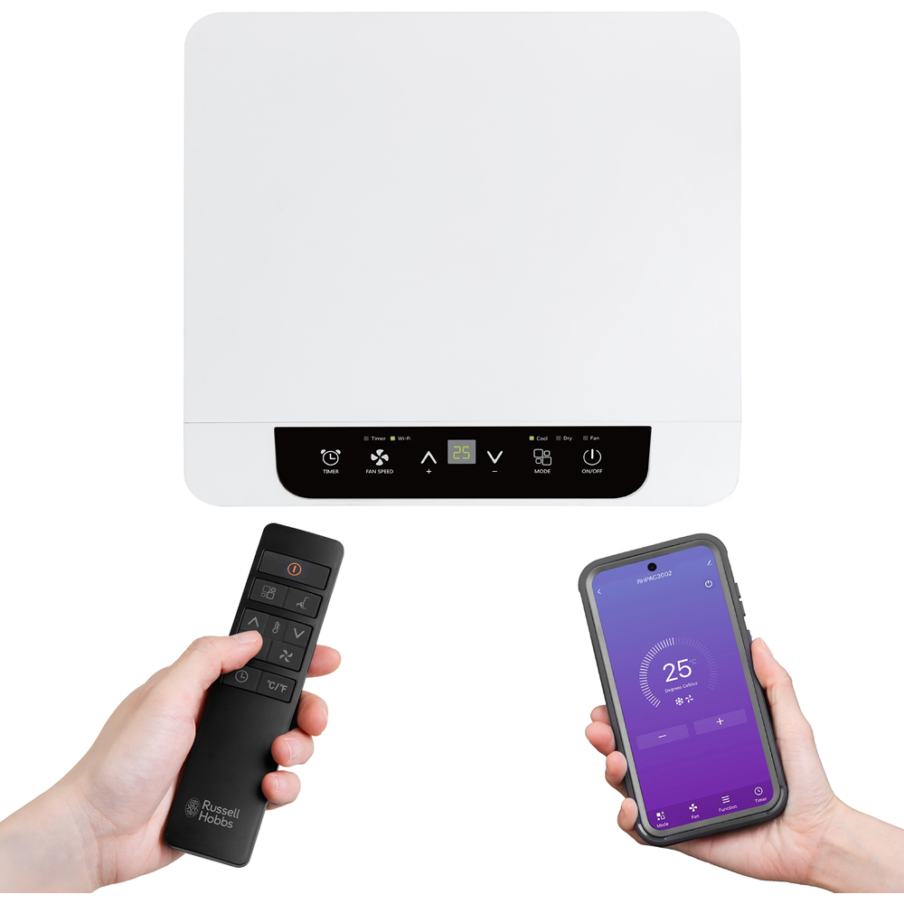 Russell Hobbs 3-in-1 White Portable Smart Air Conditioner Dehumidifier and Air Cooler with Remote Image 8