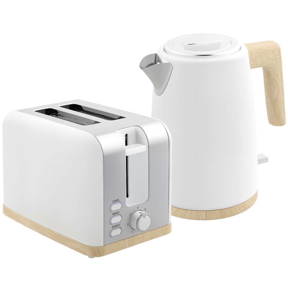 HOMCOM 800-234V70WT White 1.7L Electric Fast Boil Kettle and 2 Slice Toaster Set Image 1