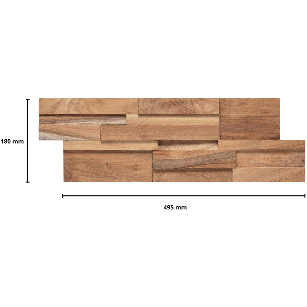Wallsupply UltraWood Teak Ferrano Interlocking 3D Wall Panel 49.5 x 18cm 10 Pack Image 5
