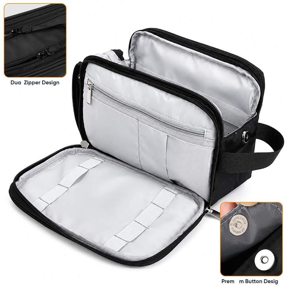 ATEK Black Large Travel Wash Bag with Wet Pocket Image 7