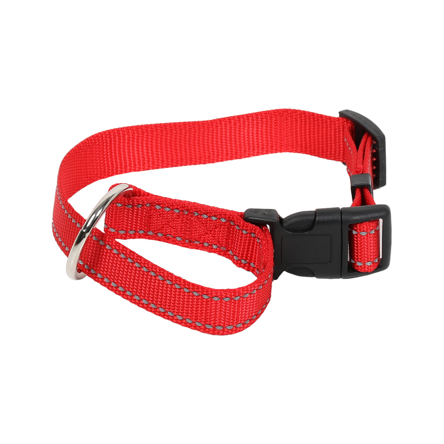 Reflective Nylon Dog Collar - Red / Large Image
