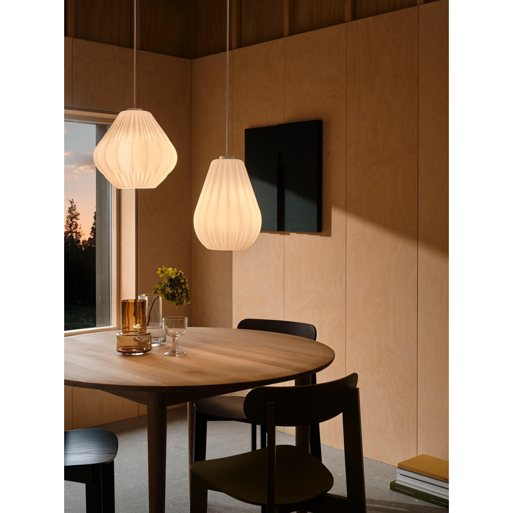 Nordlux Sallino White Pleated Opal Glass Shade Pendant Light Image 7