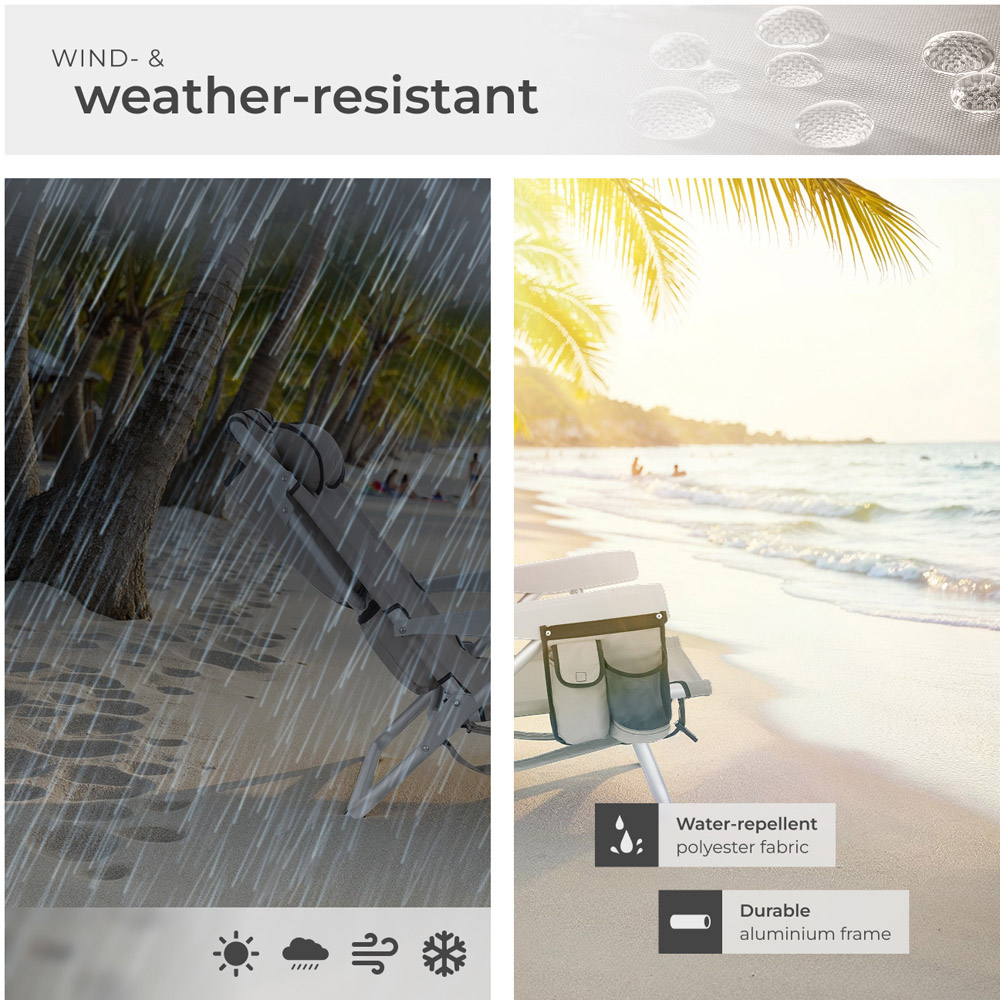 tectake Coral Beige Foldable Beach Chair with Backpack Image 7