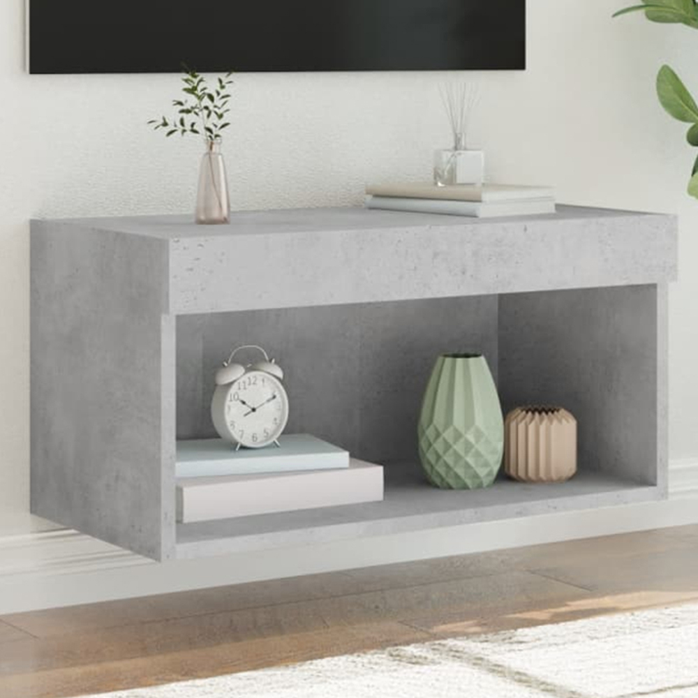 vidaXL Single Shelf Concrete Grey Wall Mounted TV Cabinet with LED Lights Image 1