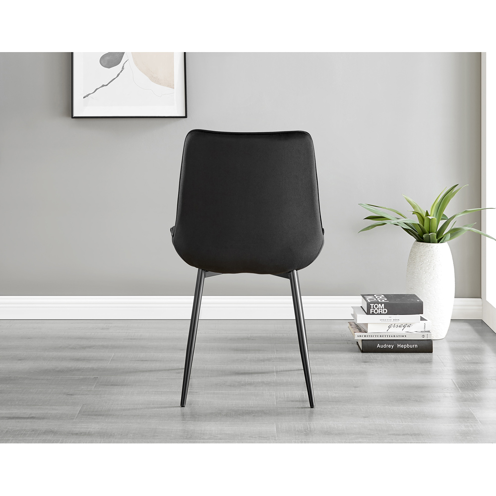 Furniturebox Cesano Set of 2 Black Velvet Dining Chair Image 5