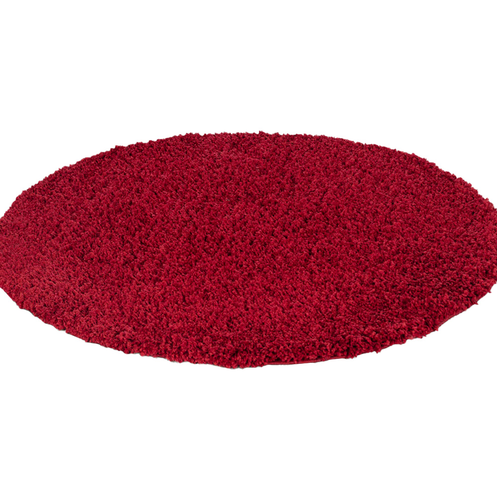 Desire Rugs Oxford Red Plain Round Shaggy Rug 120 x 120cm Image 1