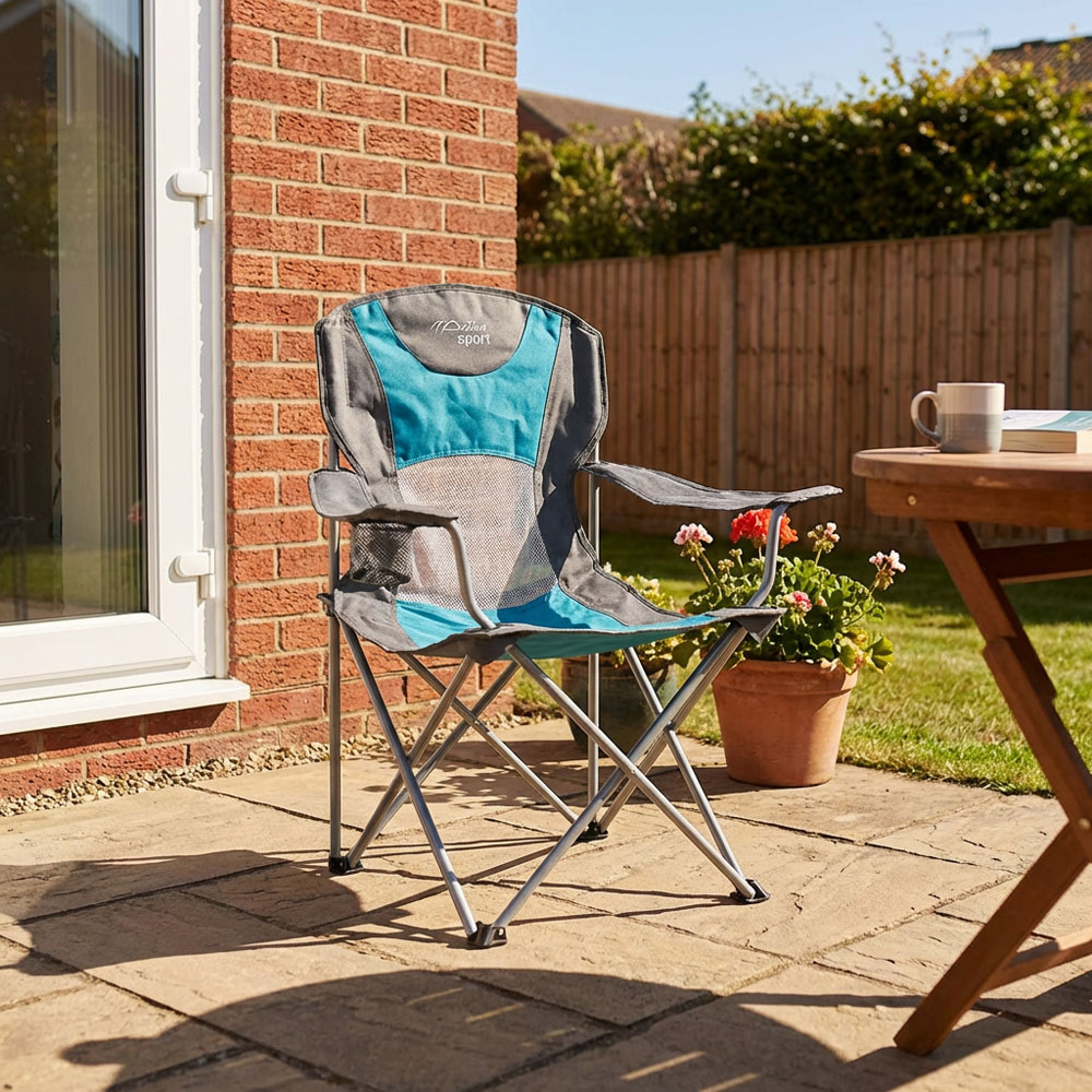 Active Sport Blue and Grey Deluxe Camping Chair Image 5