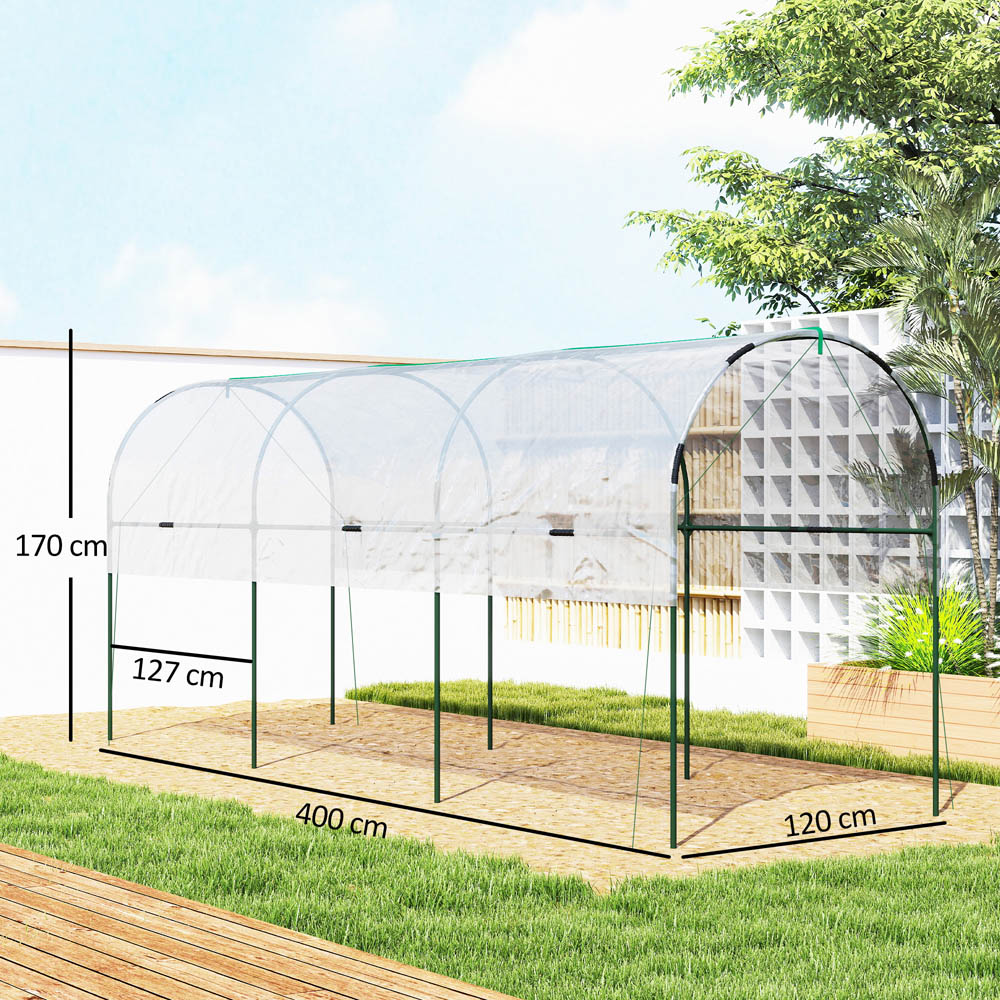 Outsunny Clear Plastic 4 x 13ft Polytunnel Greenhouse Image 8