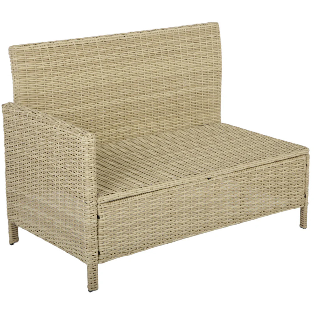 HGD Alia 6 Seater Natural and White Rattan Garden Corner Dining Sofa Set with Glass Table Image 5
