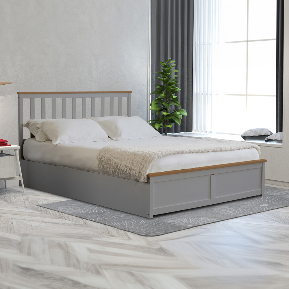 Comfy Living Small Double Grey Gas Lift Ottoman Bed Image 3