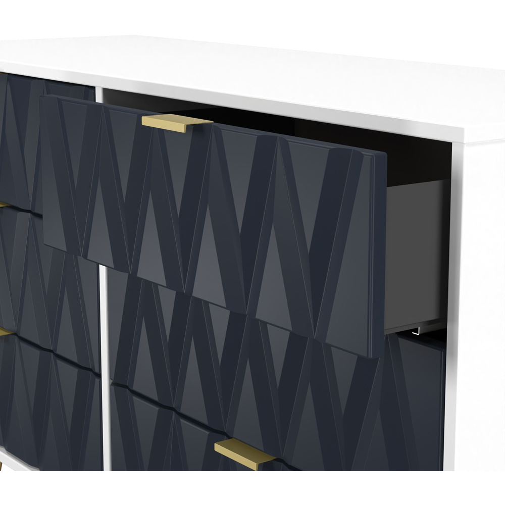 Crowndale Diamond 6 Drawer Indigo Matt and White Wide Chest of Drawers Ready Assembled Image 6