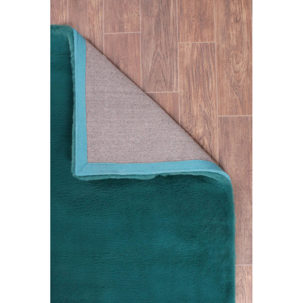 Portland HMC Luxe Teal Faux Fur Rug 133 x 133cm Image 2