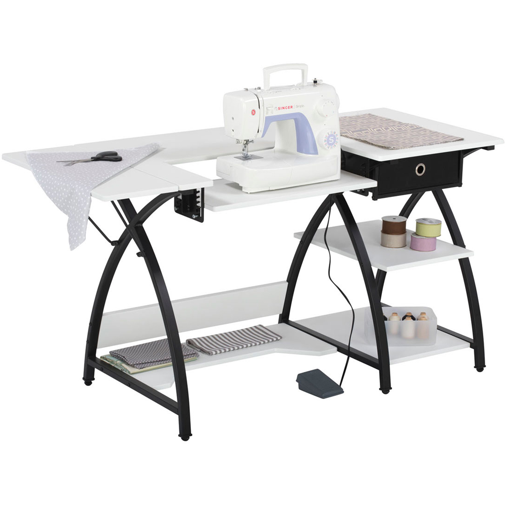 Sewing Online 13333 Single Drawer 3 Shelf White and Black Comet Sewing Desk Image 2
