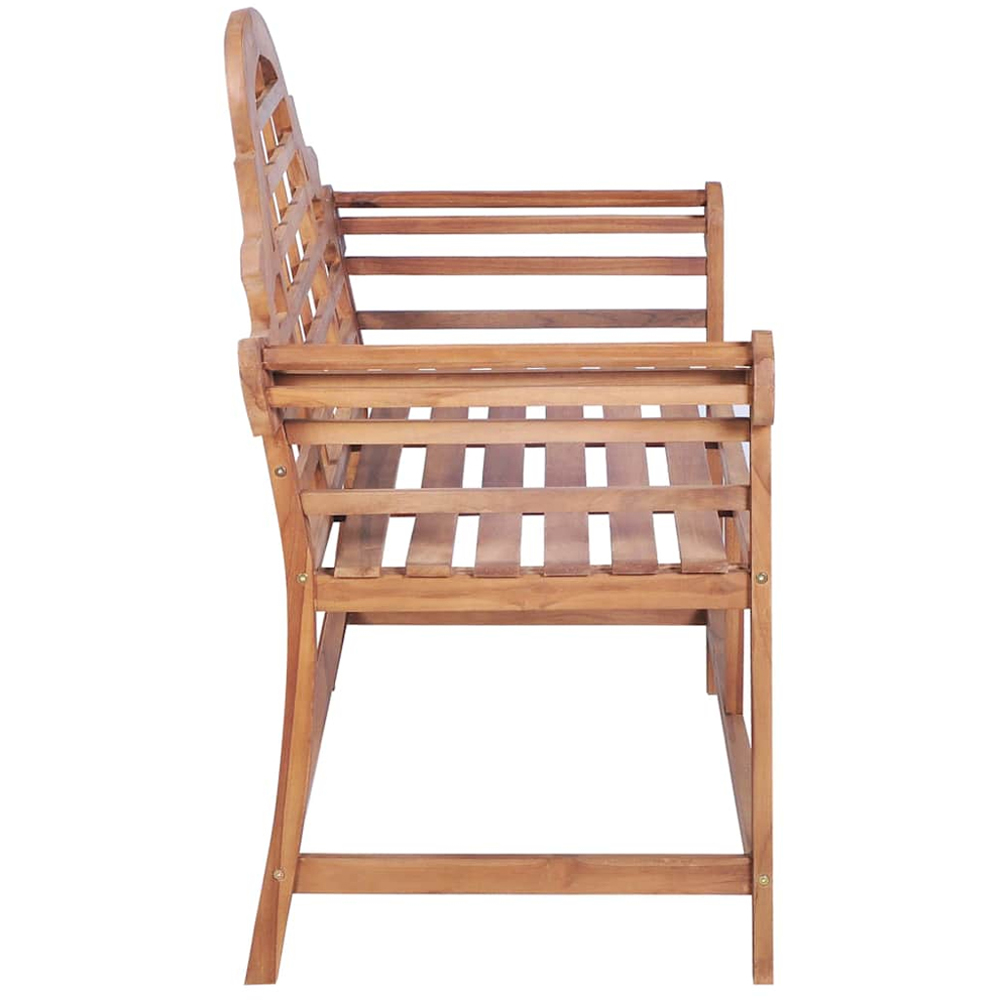 vidaXL 2 Seater Brown Solid Wood Teak Garden Bench with Armrest Image 3