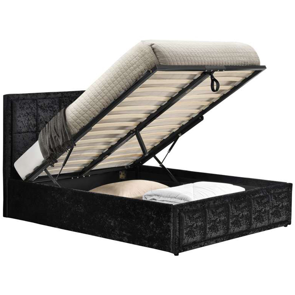 Hannover Double Black Crushed Velvet Ottoman Bed Frame Image 3