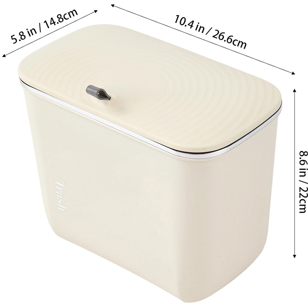 Living and Home Cream Hanging Waste Bin with Lid 7L Image 8