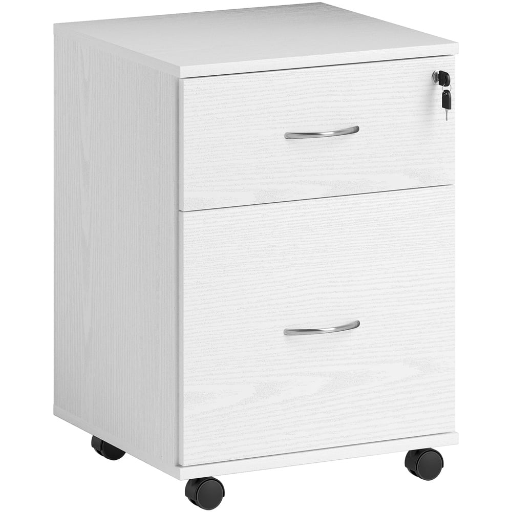 HOMCOM 2 Drawer White Office Mobile Filing Cabinet Image 2