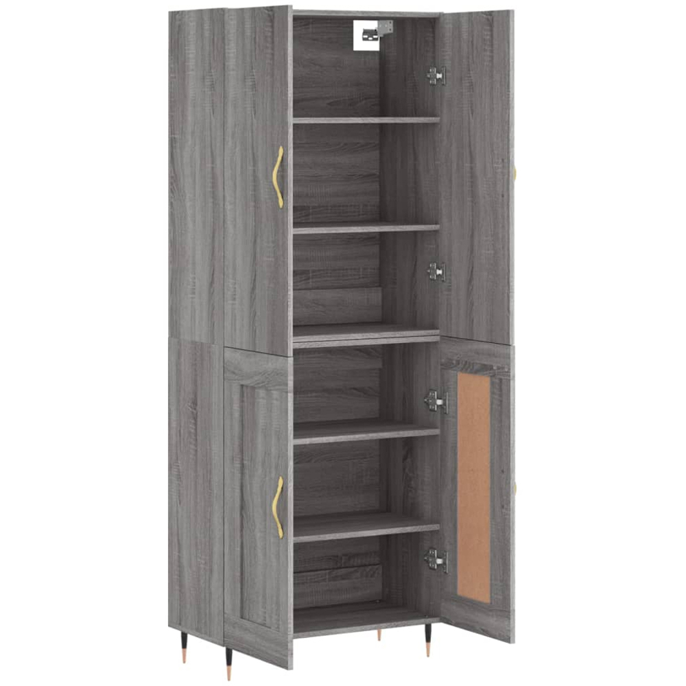 vidaXL 4 Door Grey Sonoma Highboard with Gold Handles Image 3