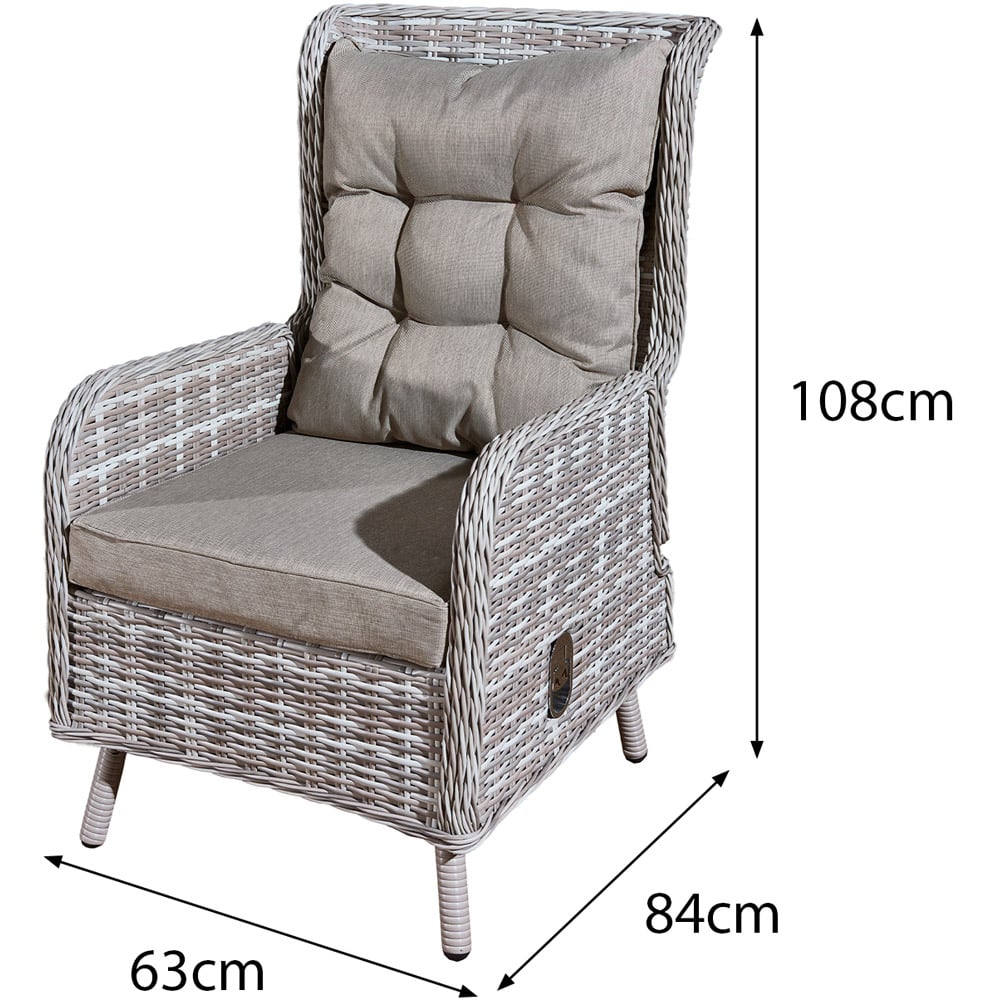 Oseasons Majorca 2 Seater Dove Grey Rattan Recliner Tea Furniture Set with Stools Image 3