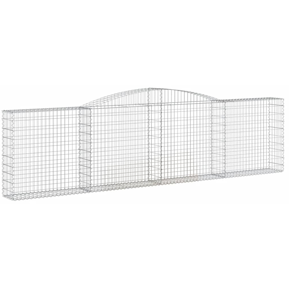 vidaXL Silver Galvanised Iron Arched Gabion Basket 400 x 30 x 100/120cm 8 Pack Image 1