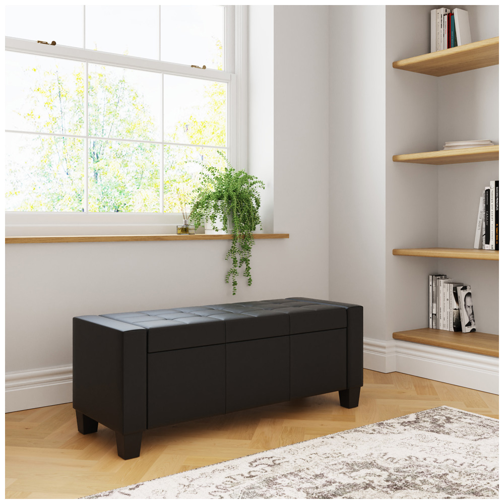 GFW Verona Black Ottoman Storage Bench Image 7