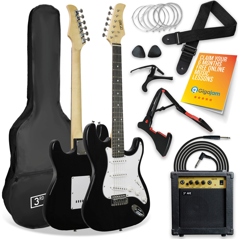 3rd Avenue Black Full Size Electric Guitar Set Image 1
