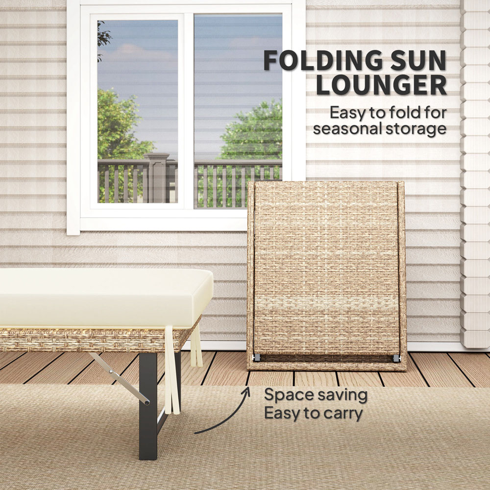 Outsunny Natural 6 Position Adjustable and Folding Rattan Sun Lounger Image 8