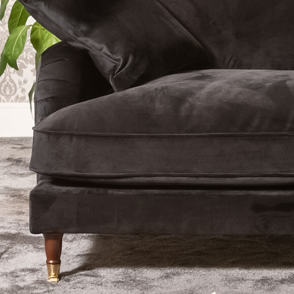 Mackenzie 3 Seater Black Plush Velvet Sofa Image 3