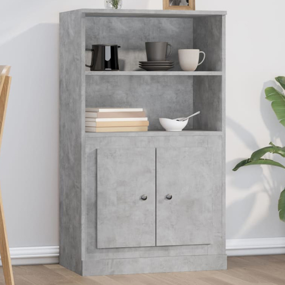 vidaXL 2 Door 2 Shelf Concrete Grey Highboard Image 1