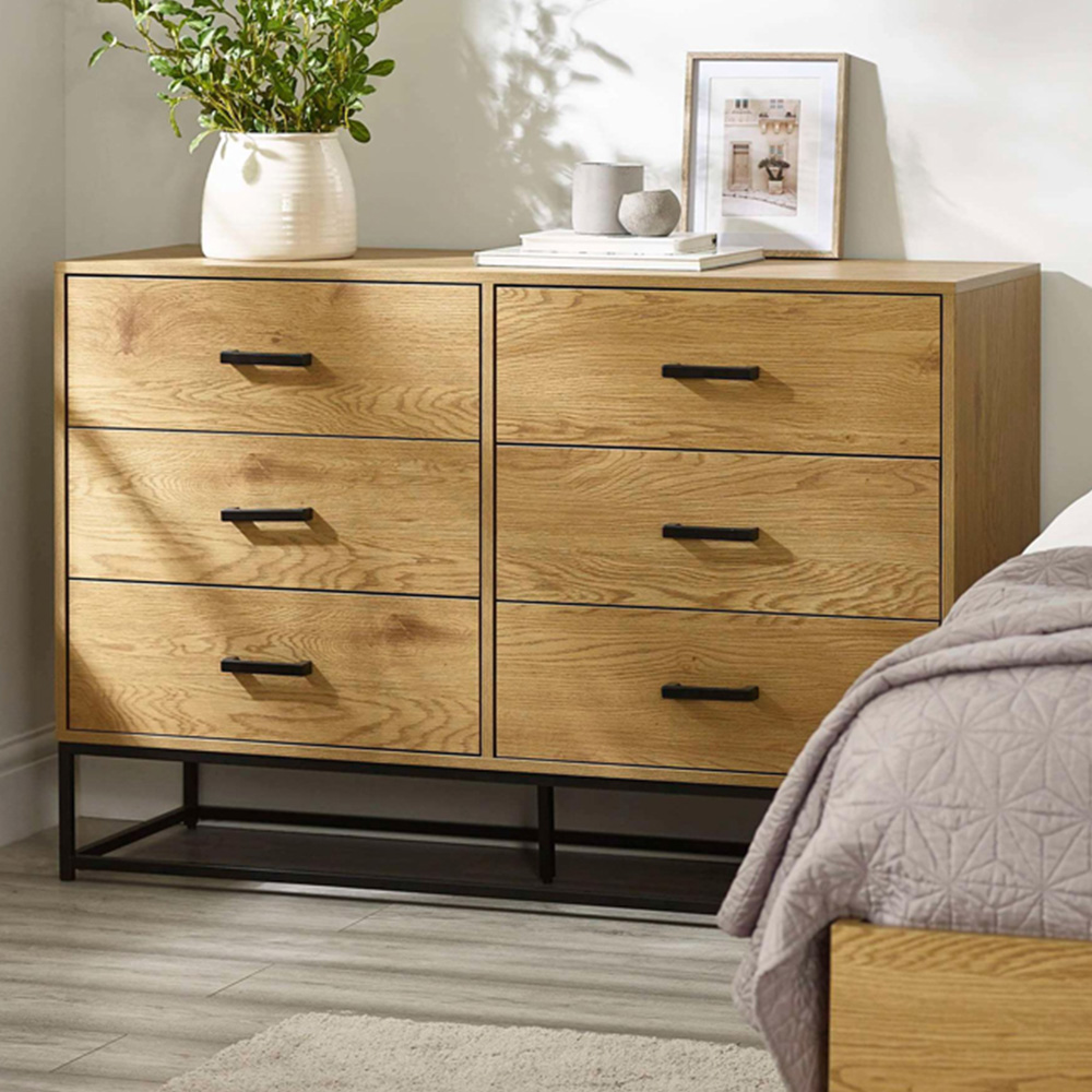 Julian Bowen Harlow 6 Drawer Light Oak Effect Chest of Drawers Image 1