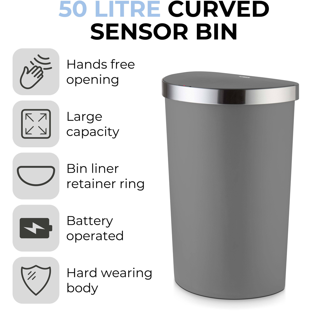 Tower Grey Curved ABS Sensor Bin 50L Image 3