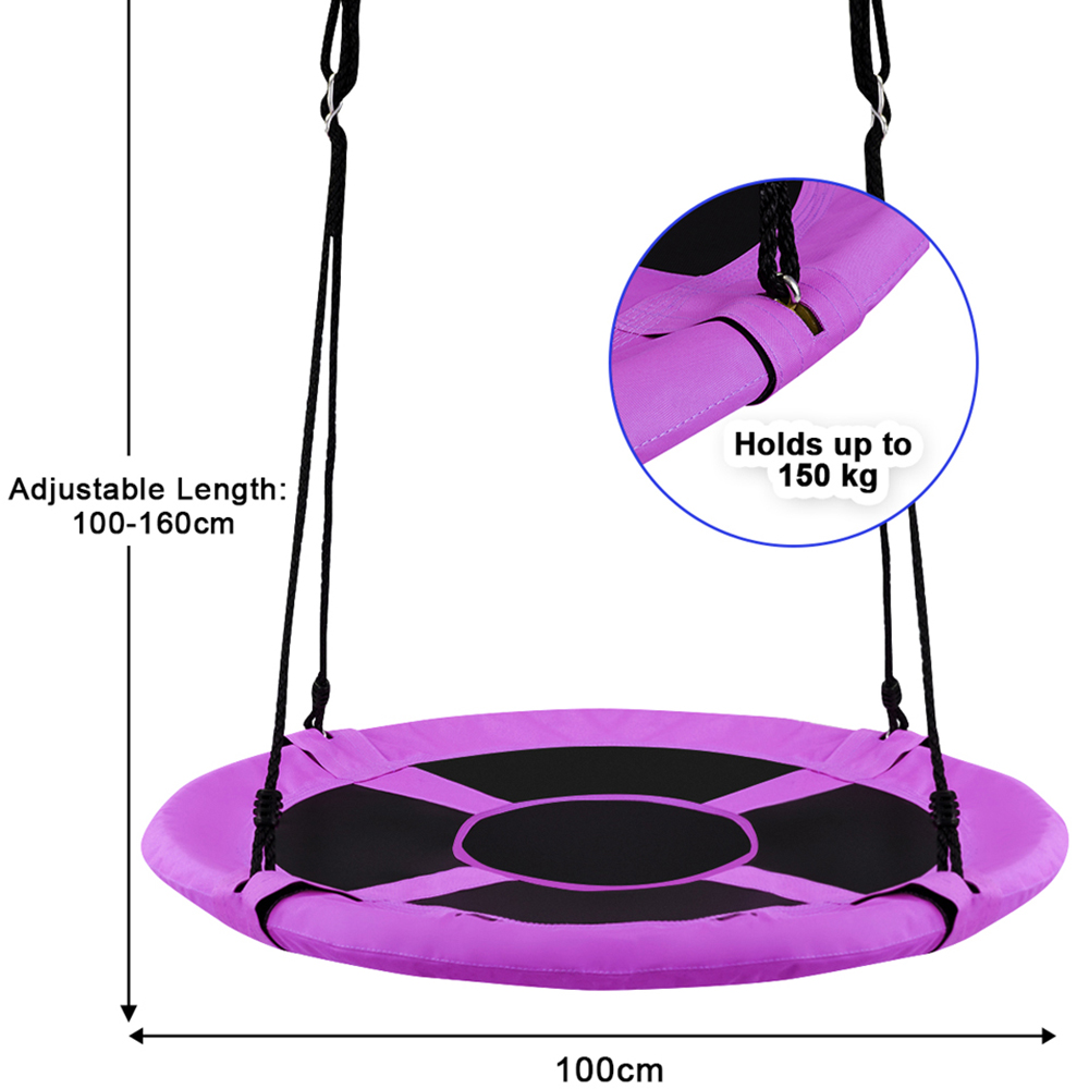 Costway Purple Children Flying Saucer Adjustable Tree Swing 100cm Image 7