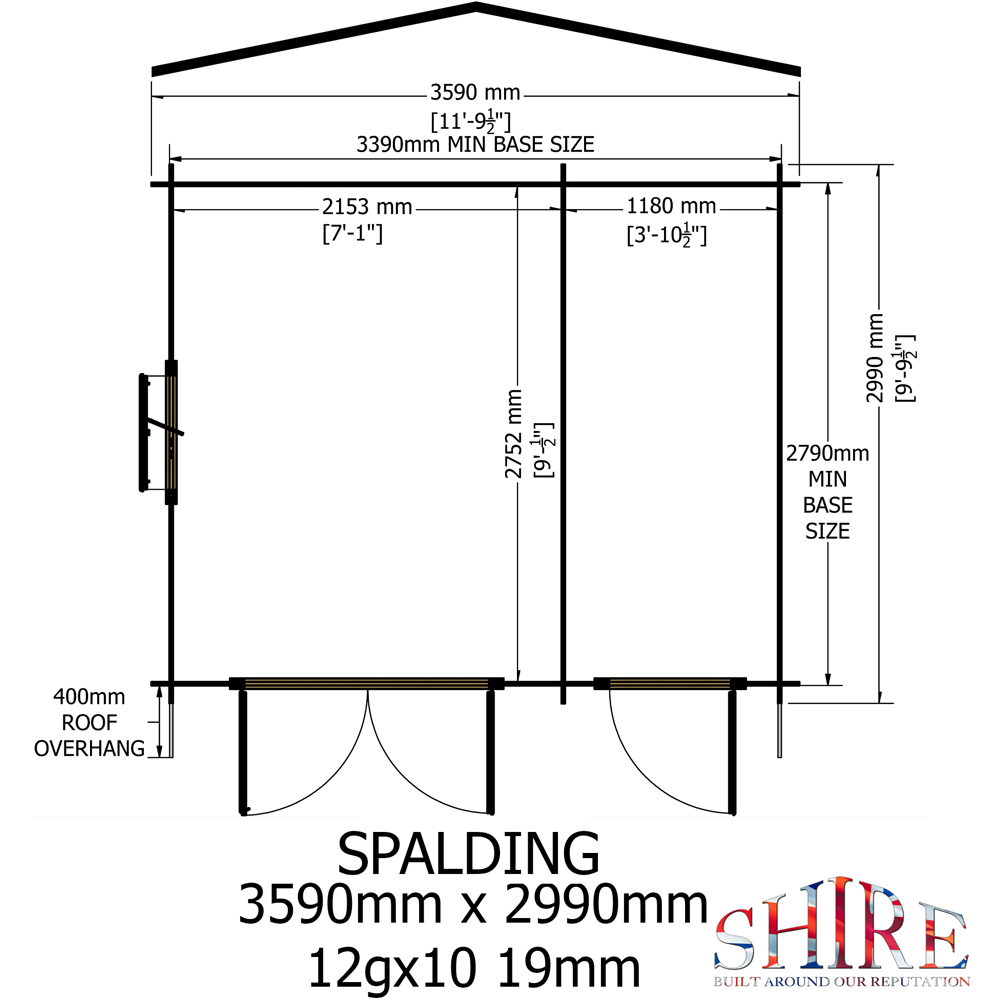 Shire Spalding 12 x 10ft Dual-Purpose Apex Garden Log Cabin with Integral Storage Image 8