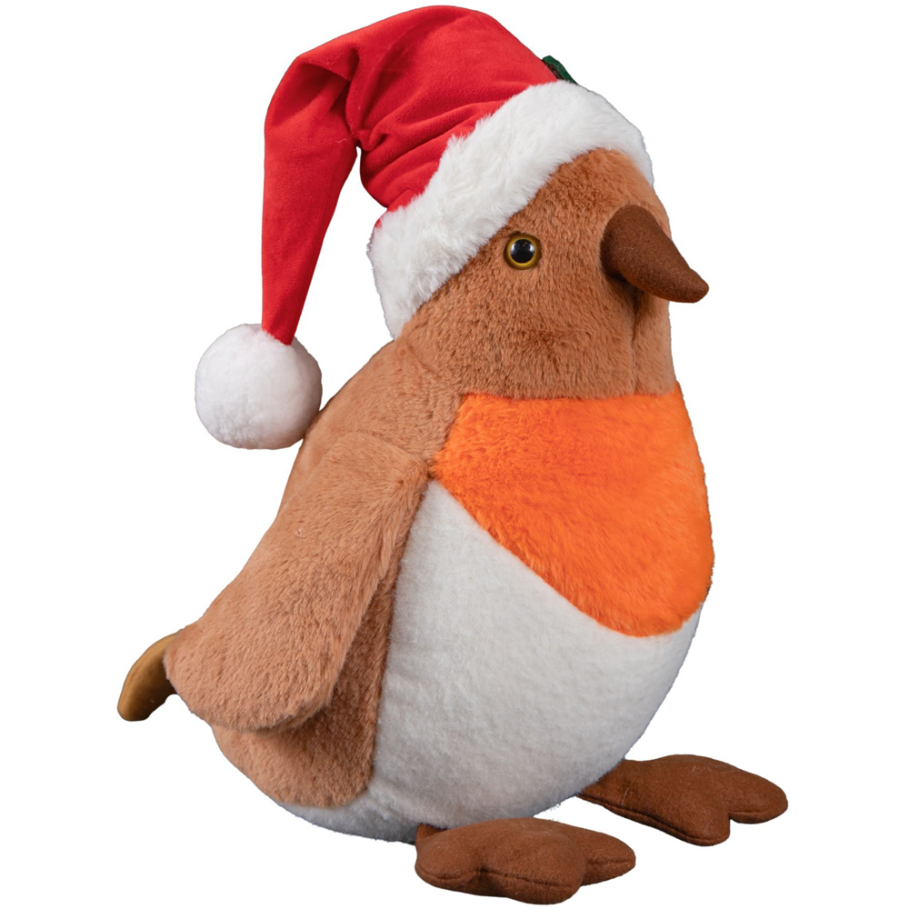 Samuel Alexander Plush Robin Christmas Decoration with Santa Hat 40cm Image