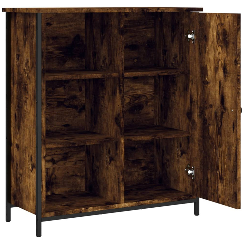vidaXL Single Door 3 Shelf Smoked Oak Sideboard Image 5
