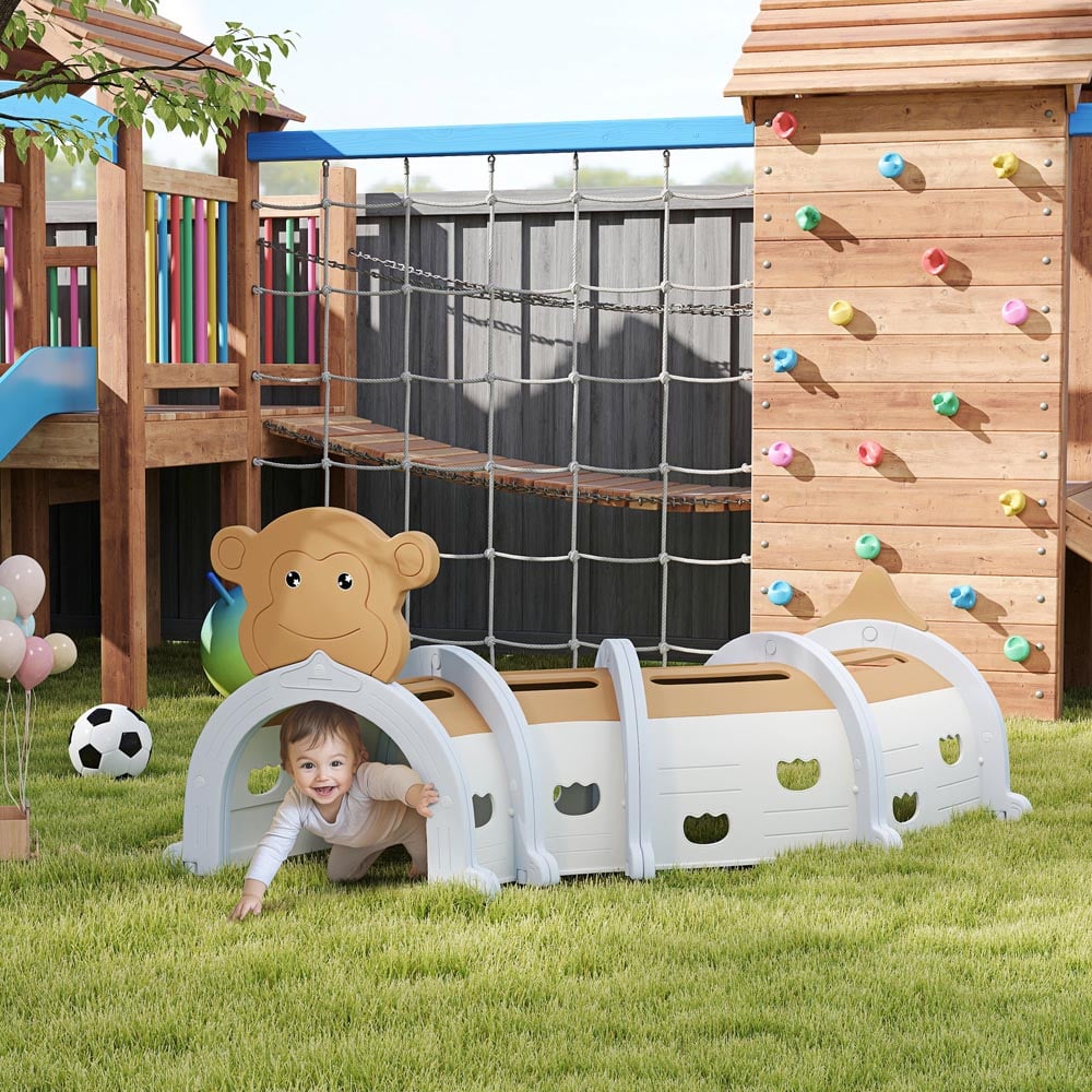 AIYAPLAY Kids Brown Monkey Play Tunnel Image 2