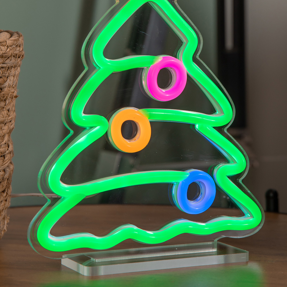 Premier Multicolour LED Christmas Tree Table Top Neon Sign 25 x 17cm Image 7