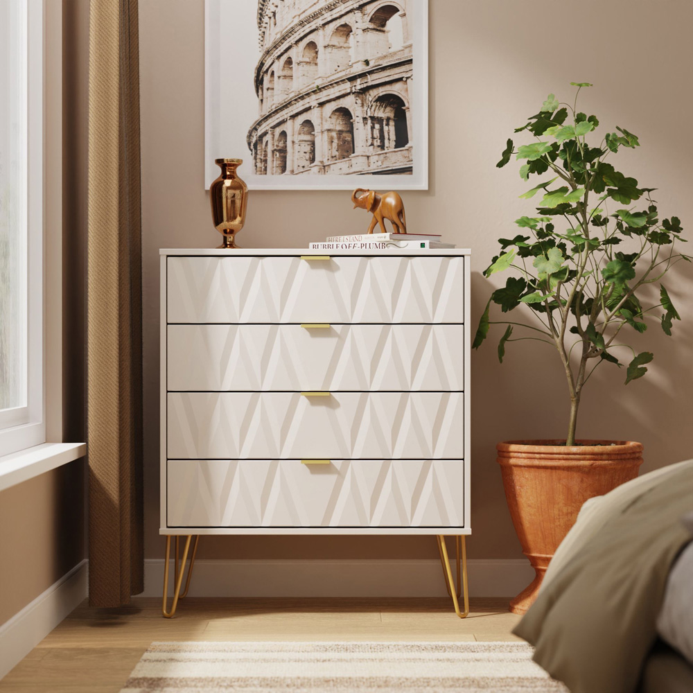 Crowndale Diamond 4 Drawer Kashmir Matt Chest of Drawers Ready Assembled Image 7