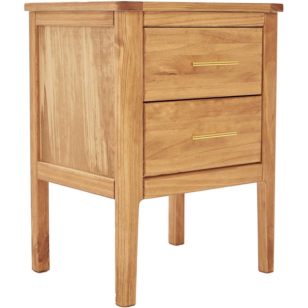 Carbini 2 Drawer Waxed Bedside Table Image 2