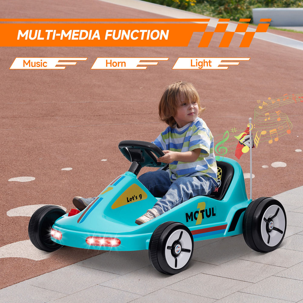 AIYAPLAY Blue Kids Electric Go Kart with Music and Light Image 5