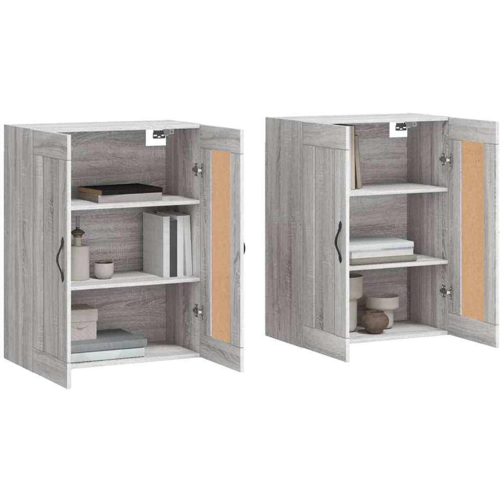 vidaXL 2 Door Grey Sonoma Wall Mounted Storage Cabinet 2 Pack Image 3