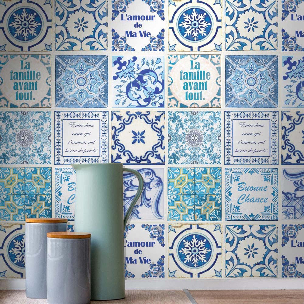 Walplus French Quote Classic Blue Tile Sticker 24 Pack Image 3