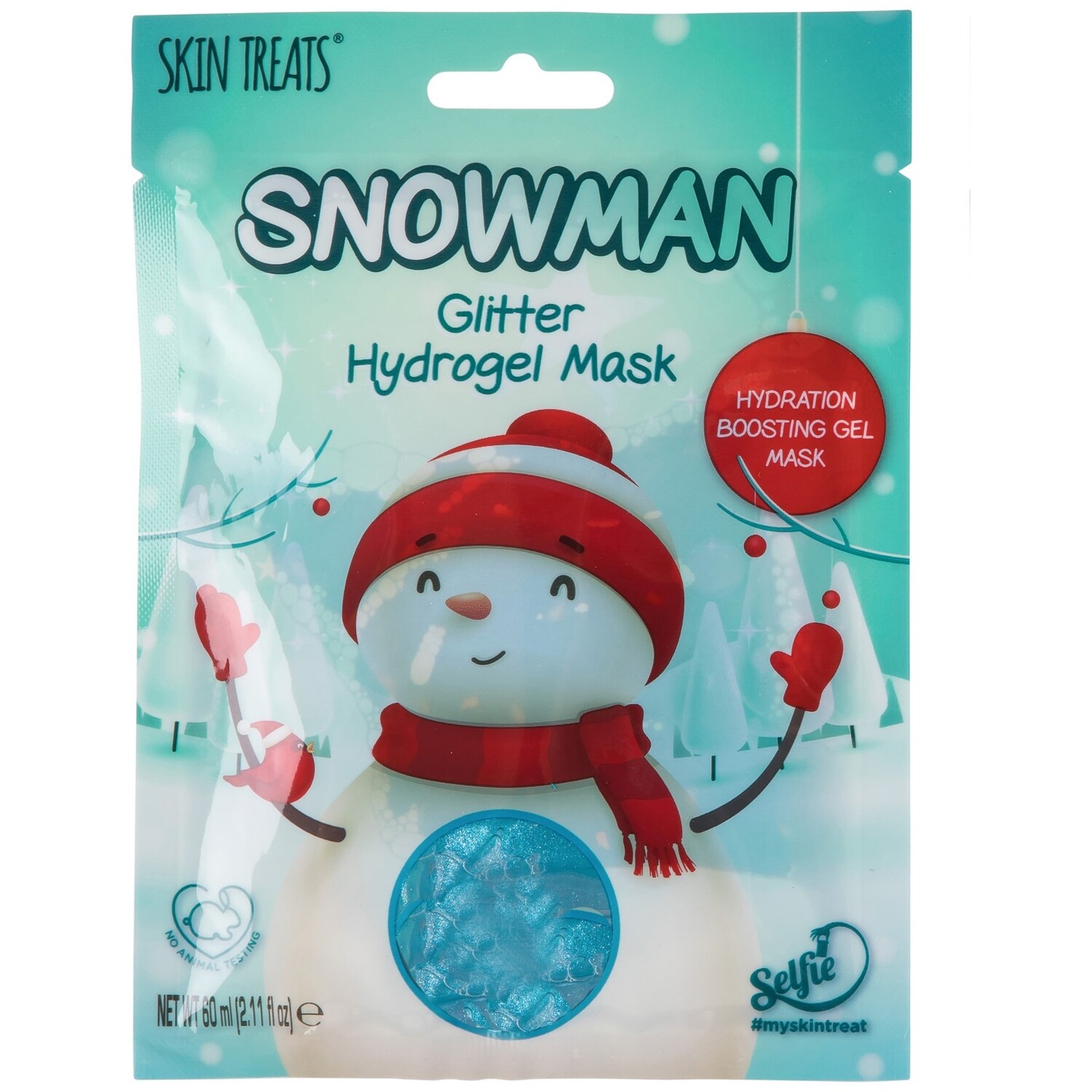 Snowman Glitter Hydrogel Mask - Blue Image