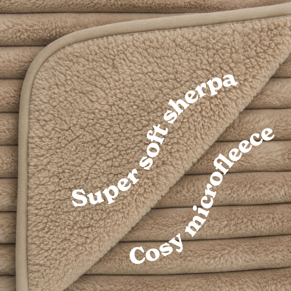 Russell Hobbs Mocha Faux Fur and Sherpa Heated Throw with Controller 130 x 180cm Image 2