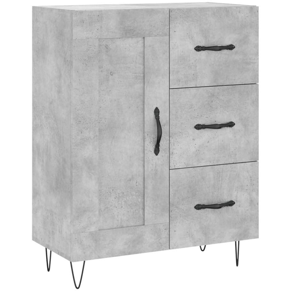 vidaXL 3 Door 3 Drawer Concrete Grey Highboard with Black Metal Legs Image 7