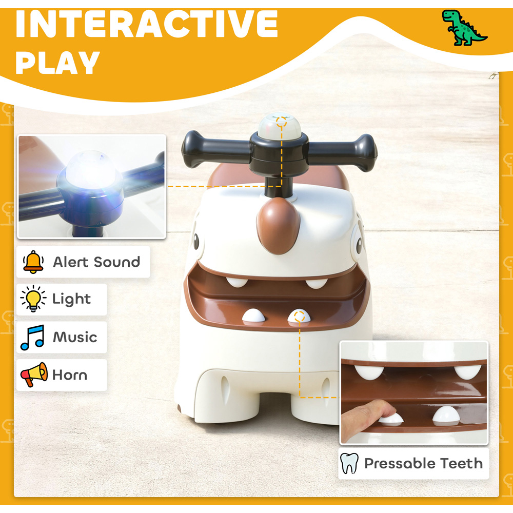 Tommy Toys AIYAPLAY Kids Cream Dinosaur Shape Ride On Car Toddler Walker Image 5