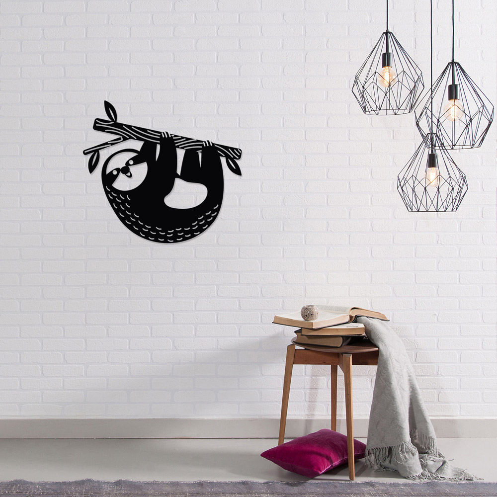 Decortie Black Minimalist Metal Modern Slothy Wall Art Image 2