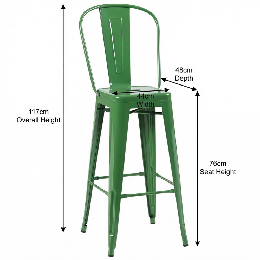 FWStyle Green Gloss Metal Bar Chair 4 Pack Image 6