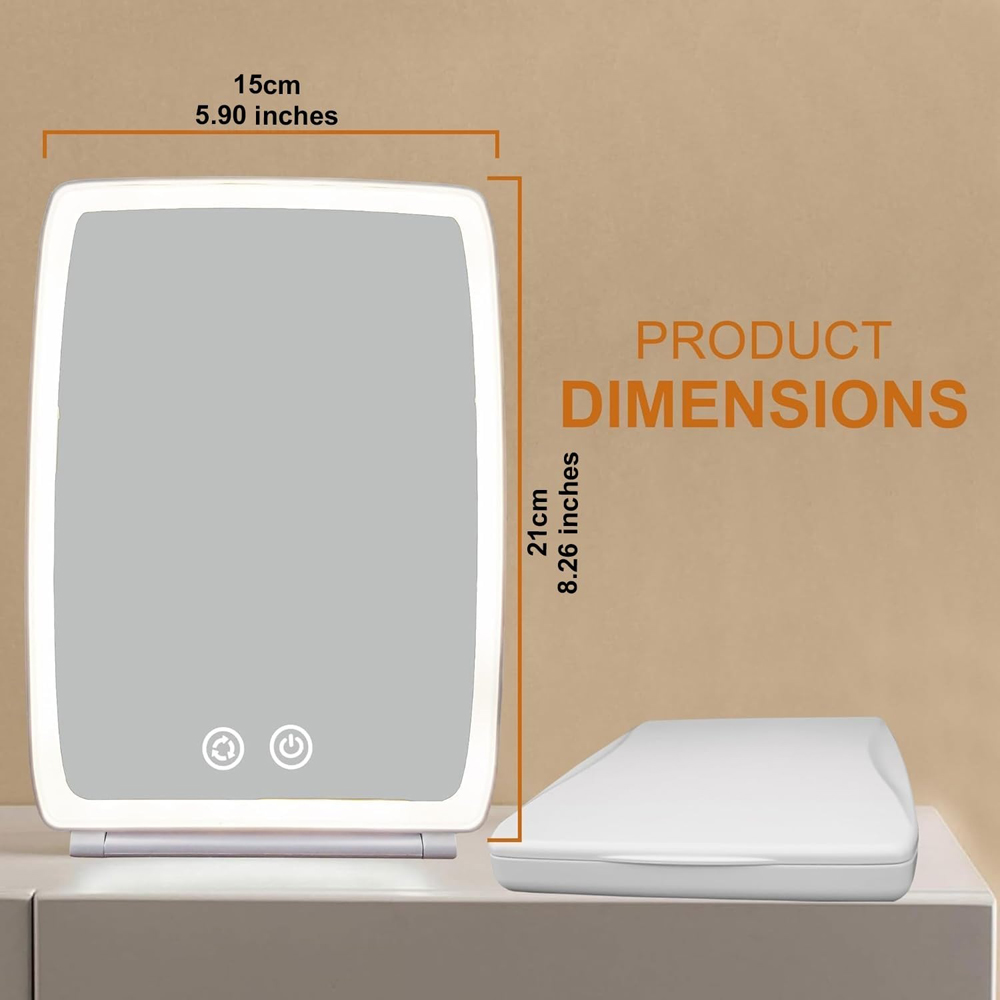 ATEK White Rechargeable LED Touch Control Makeup Mirror Image 6