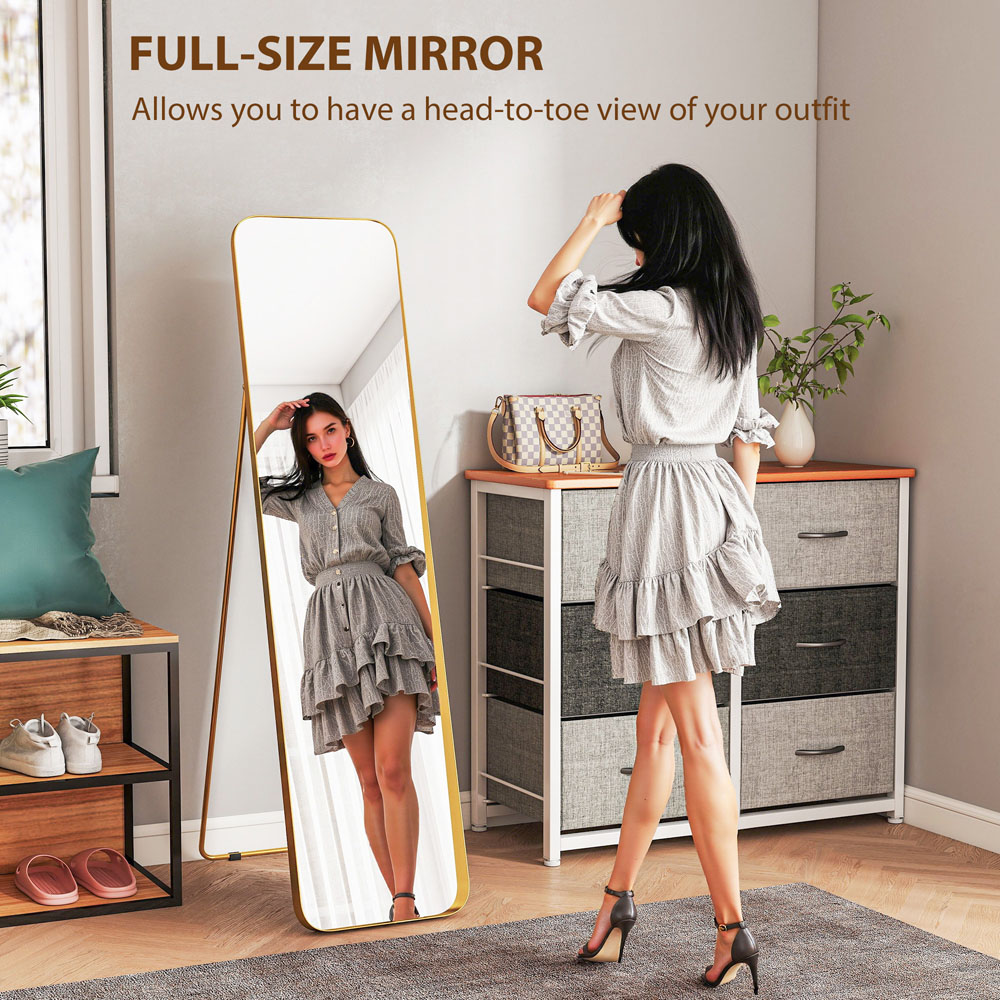 HOMCOM Gold Tone Rectangular Full Length Mirror 40 x 160cm Image 8